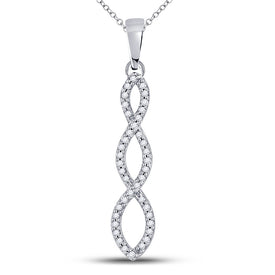 Captivating Radiance: 10kt White Gold Round Diamond Twist Fashion Pendant 1/8 Cttw - Splendid Jewellery