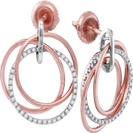 Captivating Rose Gold Diamond Circle Dangle Earrings - Splendid Jewellery