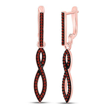 Load image into Gallery viewer, Captivating Rose Gold Twist Dangle Earrings with Red Enhanced Diamonds - Splendid Jewellery