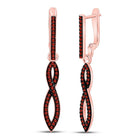 Captivating Rose Gold Twist Dangle Earrings with Red Enhanced Diamonds - Splendid Jewellery