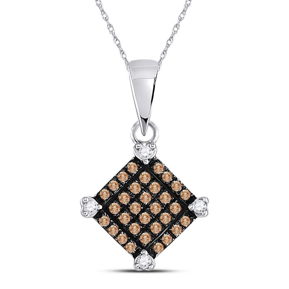 Captivating Square Brown Diamond Fashion Pendant in 10kt White Gold - Splendid Jewellery