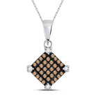 Captivating Square Brown Diamond Fashion Pendant in 10kt White Gold - Splendid Jewellery