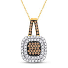 Captivating Square Frame Brown and Blue Diamond Pendant in 10kt Yellow Gold - Splendid Jewellery