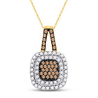 Captivating Square Frame Brown and Blue Diamond Pendant in 10kt Yellow Gold - Splendid Jewellery