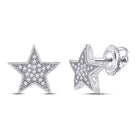 Celestial Brilliance: 10kt White Gold Womens Round Diamond Star Earrings 1/10 Cttw - Splendid Jewellery