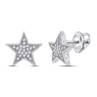 Celestial Brilliance: 10kt White Gold Womens Round Diamond Star Earrings 1/10 Cttw - Splendid Jewellery