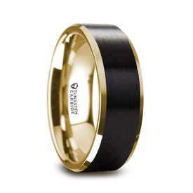 Classic Black and Gold Tungsten Wedding Band Splendid Jewellery