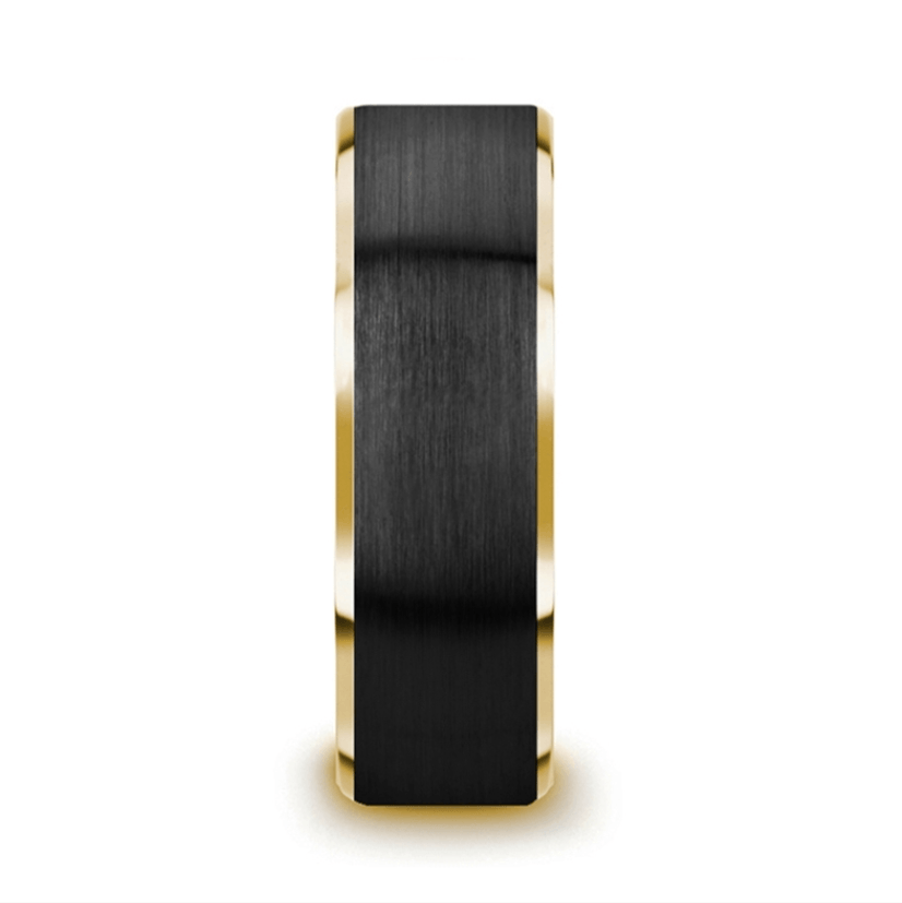 Classic Black and Gold Tungsten Wedding Band Splendid Jewellery