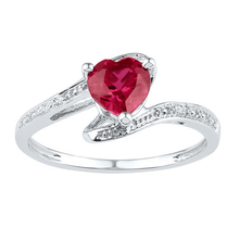 Load image into Gallery viewer, Classic Style with a Ruby Heart Sterling Silver Diamond Ring Splendid Jewellery