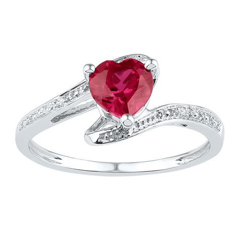 Classic Style with a Ruby Heart Sterling Silver Diamond Ring Splendid Jewellery