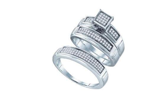 Classic Trio Set of Rings for Him and Her, Including Engagement Ring - Splendid Jewellery
