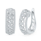 Crisscrossed Brilliance: 10kt White Gold Diamond Openwork Hoop Earrings - Splendid Jewellery