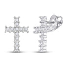 Dazzling 10kt White Gold Diamond Cross Earrings: A Radiant Symbol of Faith and Elegance - Splendid Jewellery