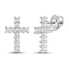 Dazzling 10kt White Gold Diamond Cross Earrings: A Radiant Symbol of Faith and Elegance - Splendid Jewellery