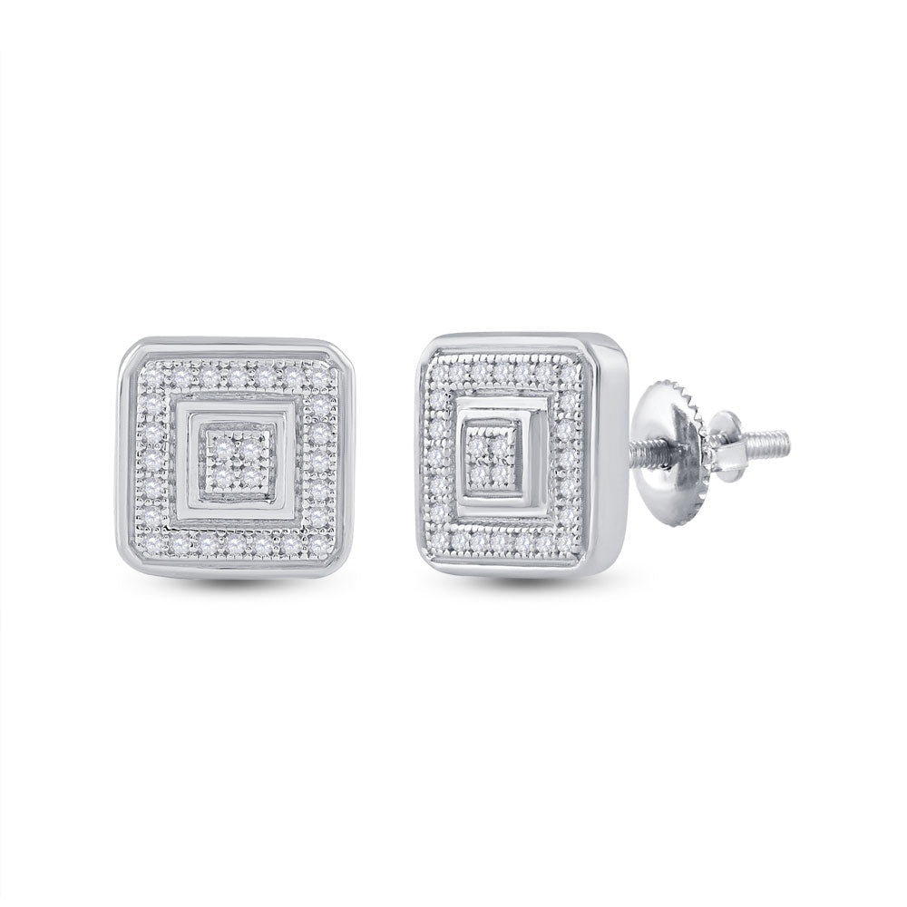 Dazzling 10kt White Gold Diamond Square Earrings - Splendid Jewellery