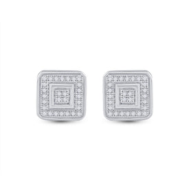 Dazzling 10kt White Gold Diamond Square Earrings - Splendid Jewellery