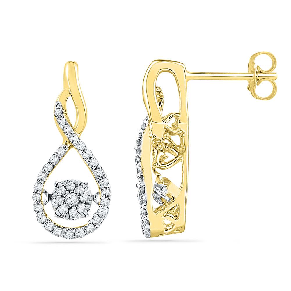 Dazzling 10kt Yellow Gold Moving Cluster Diamond Earrings - Splendid Jewellery