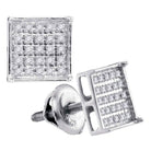 Dazzling 14kt White Gold Square Cluster Diamond Earrings - Splendid Jewellery
