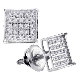 Dazzling 14kt White Gold Square Cluster Diamond Earrings - Splendid Jewellery