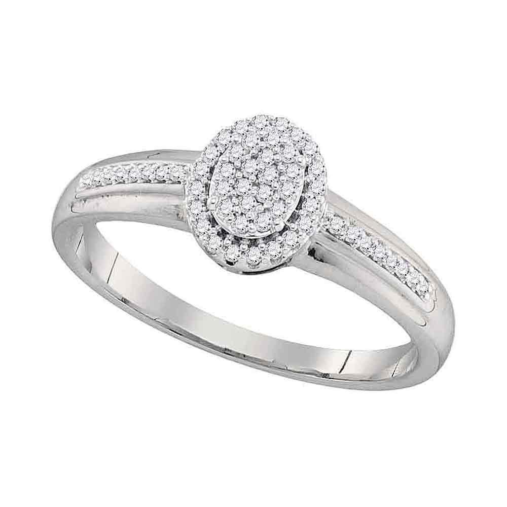 Dazzling Brilliance: 10kt White Gold Oval Diamond Cluster Ring - Splendid Jewellery