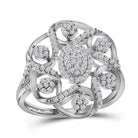Dazzling Brilliance: 10kt White Gold Womens Round Diamond Cluster Cocktail Ring 1/3 Cttw - Splendid Jewellery