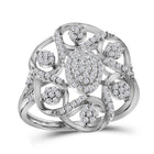 Dazzling Brilliance: 10kt White Gold Womens Round Diamond Cluster Cocktail Ring 1/3 Cttw - Splendid Jewellery