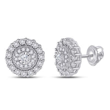 Load image into Gallery viewer, Dazzling Brilliance: 10kt White Gold Womens Round Diamond Fashion Cluster Earrings 1/5 Cttw - Splendid Jewellery