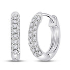 Dazzling Brilliance: 10kt White Gold Women's Round Diamond Hoop Earrings 1/6 Cttw - Splendid Jewellery
