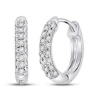 Dazzling Brilliance: 10kt White Gold Women's Round Diamond Hoop Earrings 1/6 Cttw - Splendid Jewellery