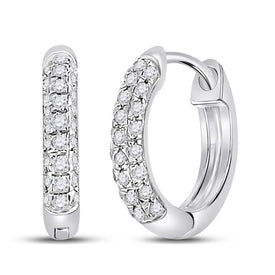 Dazzling Brilliance: 10kt White Gold Women's Round Diamond Hoop Earrings 1/6 Cttw - Splendid Jewellery
