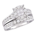 Dazzling Brilliance | 14kt White Gold Diamond Cluster Bridal Wedding Ring Band Set 1 - 3/8 Cttw - Splendid Jewellery