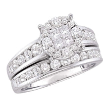 Load image into Gallery viewer, Dazzling Brilliance | 14kt White Gold Diamond Cluster Bridal Wedding Ring Band Set 1 - 3/8 Cttw - Splendid Jewellery