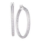 Dazzling Brilliance: 14kt White Gold Inside Outside Diamond Hoop Earrings - Splendid Jewellery
