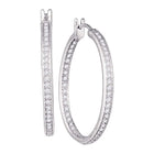 Dazzling Brilliance: 14kt White Gold Inside Outside Diamond Hoop Earrings - Splendid Jewellery