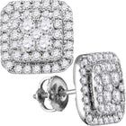 Dazzling Brilliance: 14kt White Gold Square Cluster Diamond Earrings - Splendid Jewellery