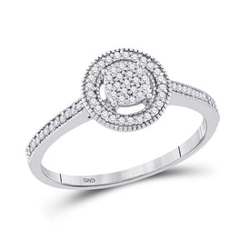 Dazzling Circle of Diamonds Ring | 10kt White Gold Womens Round Diamond Cluster Ring 1/5 Cttw - Splendid Jewellery