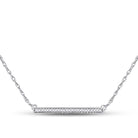 Dazzling Diamond Bar Pendant Necklace | 10kt White Gold Womens Round Diamond Necklace 1/10 Cttw - Splendid Jewellery