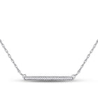 Dazzling Diamond Bar Pendant Necklace | 10kt White Gold Womens Round Diamond Necklace 1/10 Cttw - Splendid Jewellery
