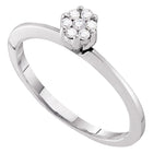Dazzling Diamond Blossom Ring | 10kt White Gold Womens Round Diamond Flower Cluster Ring 1/8 Cttw - Splendid Jewellery