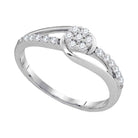 Dazzling Diamond Blossom Ring | 10kt White Gold Womens Round Diamond Flower Cluster Slender Ring 1/4 Cttw - Splendid Jewellery