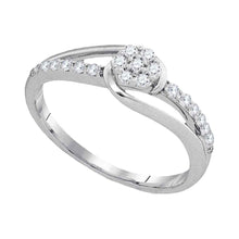 Load image into Gallery viewer, Dazzling Diamond Blossom Ring | 10kt White Gold Womens Round Diamond Flower Cluster Slender Ring 1/4 Cttw - Splendid Jewellery