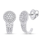 Dazzling Diamond Cluster J Hoop Earrings in 10kt White Gold - Splendid Jewellery