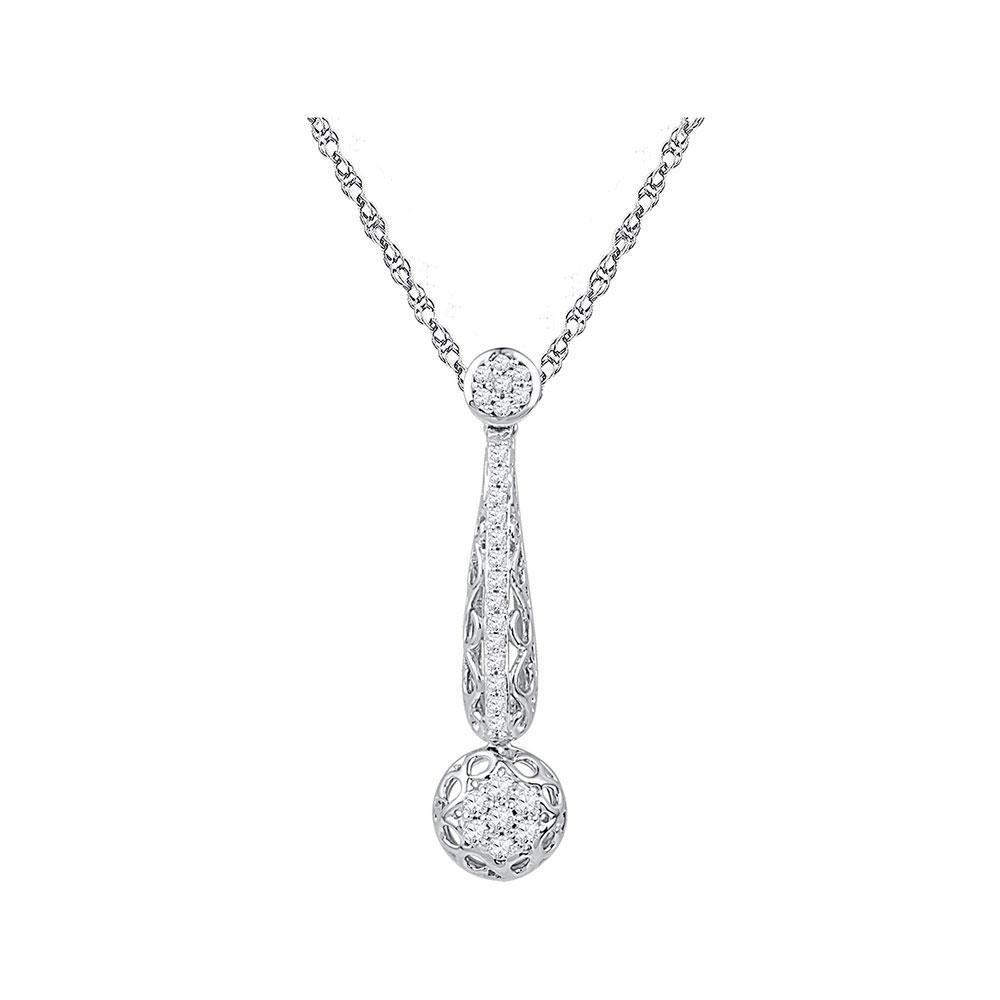 Dazzling Diamond Cluster Pendant - 10kt White Gold Women's Necklace 1/3 Cttw - Splendid Jewellery