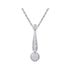 Dazzling Diamond Cluster Pendant - 10kt White Gold Women's Necklace 1/3 Cttw - Splendid Jewellery
