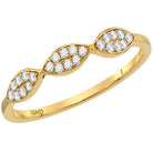 Dazzling Diamond Cluster Stackable Band | 10kt Yellow Gold Womens Round Diamond Oval Cluster Stackable Band Ring 1/8 Cttw - Splendid Jewellery