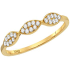Dazzling Diamond Cluster Stackable Band | 10kt Yellow Gold Womens Round Diamond Oval Cluster Stackable Band Ring 1/8 Cttw - Splendid Jewellery