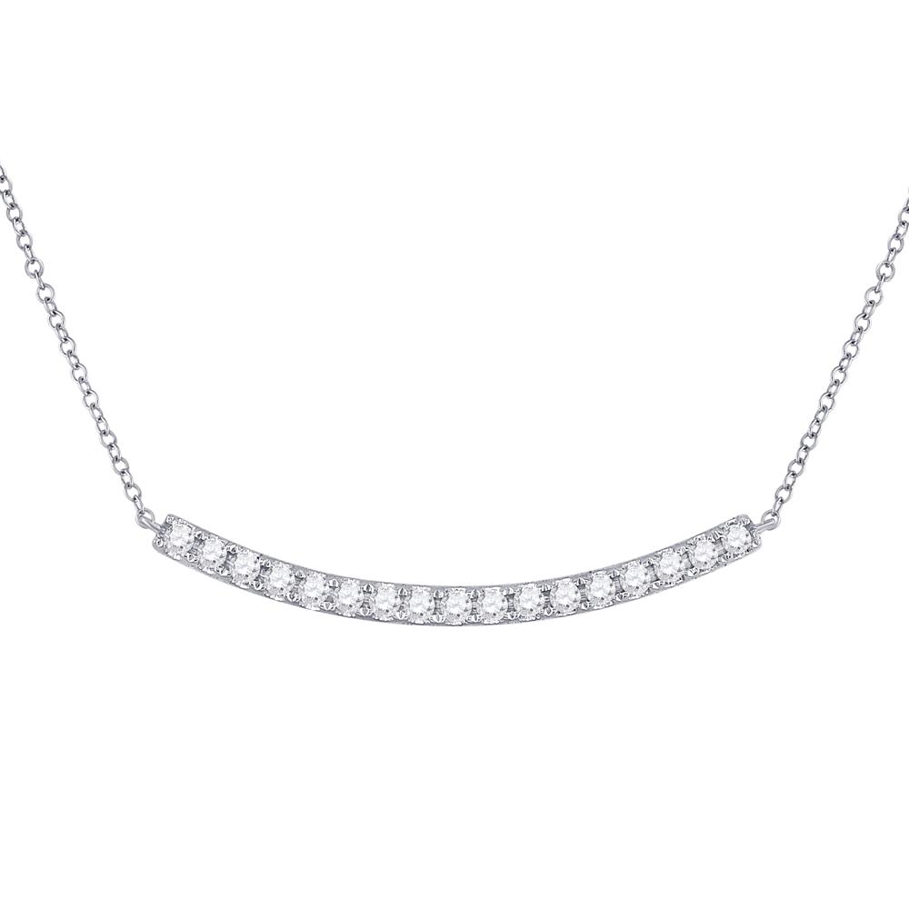 Dazzling Diamond Curved Bar Necklace - 14kt White Gold, 3/4 Cttw - Splendid Jewellery