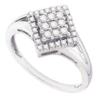 Dazzling Diamond Delight: 10kt White Gold Womens Round Diamond Diagonal Square Cluster Ring 1/4 Cttw - Splendid Jewellery