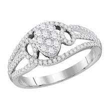 Load image into Gallery viewer, Dazzling Diamond Delight | 10kt White Gold Womens Round Diamond Oval Cluster Ring 1/2 Cttw - Splendid Jewellery