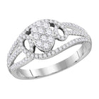 Dazzling Diamond Delight | 10kt White Gold Womens Round Diamond Oval Cluster Ring 1/2 Cttw - Splendid Jewellery